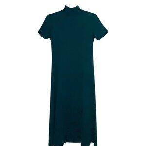 Vtg Knit Sweater Maxi‎ Dress S Teal Green Academia Career Wear Business Office